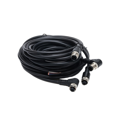 1M BK PVC 재킷 4C×AWG22와 곧은 단일단 형태 땋아 늘인 머리 내수 케이블 집회