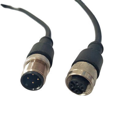 PVC 커버와 여성 검정색에 남자인 금속 스크류 포닉스 M12 케이블 100 센티미터 길이