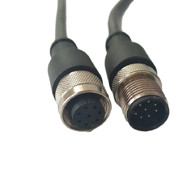 PVC 커버와 여성 검정색에 남자인 금속 스크류 포닉스 M12 케이블 100 센티미터 길이