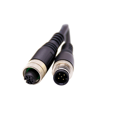 PVC 커버와 여성 검정색에 남자인 금속 스크류 포닉스 M12 케이블 100 센티미터 길이