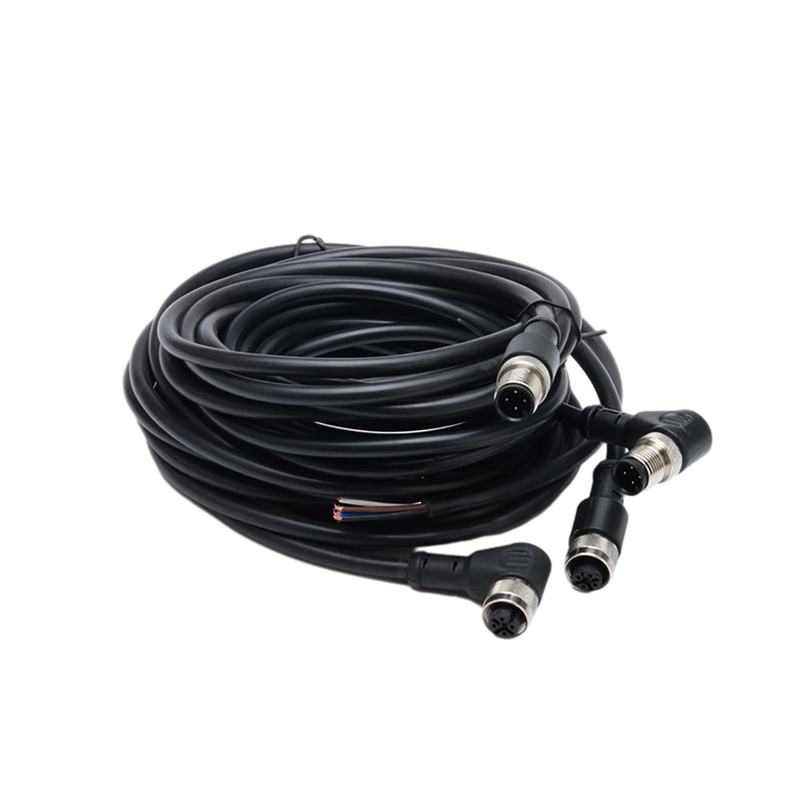 1M BK PVC 재킷 4C×AWG22와 곧은 단일단 형태 땋아 늘인 머리 내수 케이블 집회